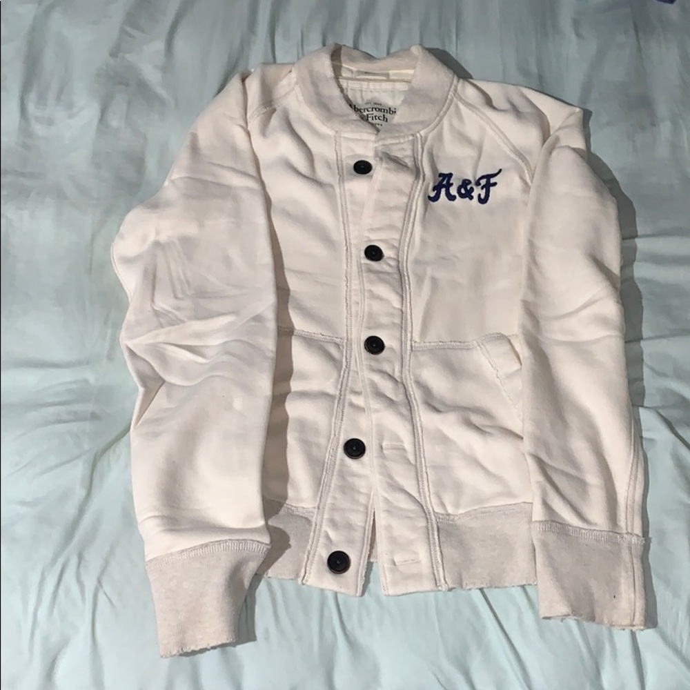A&F White Button Down Jacket